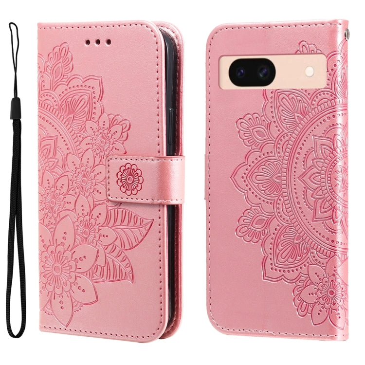 Custodia per telefono in pelle goffrata con fiori a 7 petali, For Google Pixel 9 Pro, For Google Pixel 9, For Google Pixel 8a, For Google Pixel 8 Pro