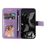Custodia per telefono in pelle goffrata con fiori a 7 petali, For Google Pixel 9 Pro, For Google Pixel 9, For Google Pixel 8a, For Google Pixel 8 Pro