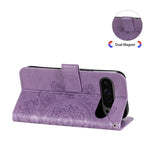 Custodia per telefono in pelle goffrata con fiori a 7 petali, For Google Pixel 9 Pro, For Google Pixel 9, For Google Pixel 8a, For Google Pixel 8 Pro