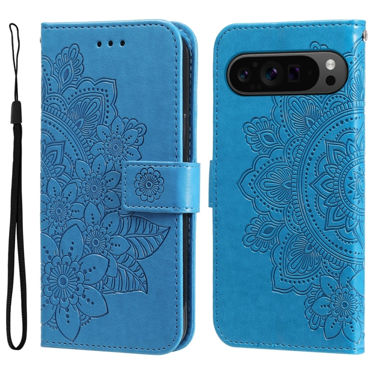 Custodia per telefono in pelle goffrata con fiori a 7 petali, For Google Pixel 9 Pro, For Google Pixel 9, For Google Pixel 8a, For Google Pixel 8 Pro