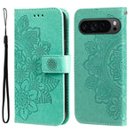 Custodia per telefono in pelle goffrata con fiori a 7 petali, For Google Pixel 9 Pro, For Google Pixel 9, For Google Pixel 8a, For Google Pixel 8 Pro