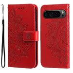 Custodia per telefono in pelle goffrata con fiori a 7 petali, For Google Pixel 9 Pro, For Google Pixel 9, For Google Pixel 8a, For Google Pixel 8 Pro