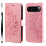 Custodia per telefono in pelle goffrata con fiori a 7 petali, For Google Pixel 9 Pro, For Google Pixel 9, For Google Pixel 8a, For Google Pixel 8 Pro