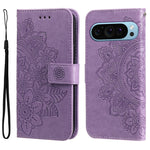 Custodia per telefono in pelle goffrata con fiori a 7 petali, For Google Pixel 9 Pro, For Google Pixel 9, For Google Pixel 8a, For Google Pixel 8 Pro