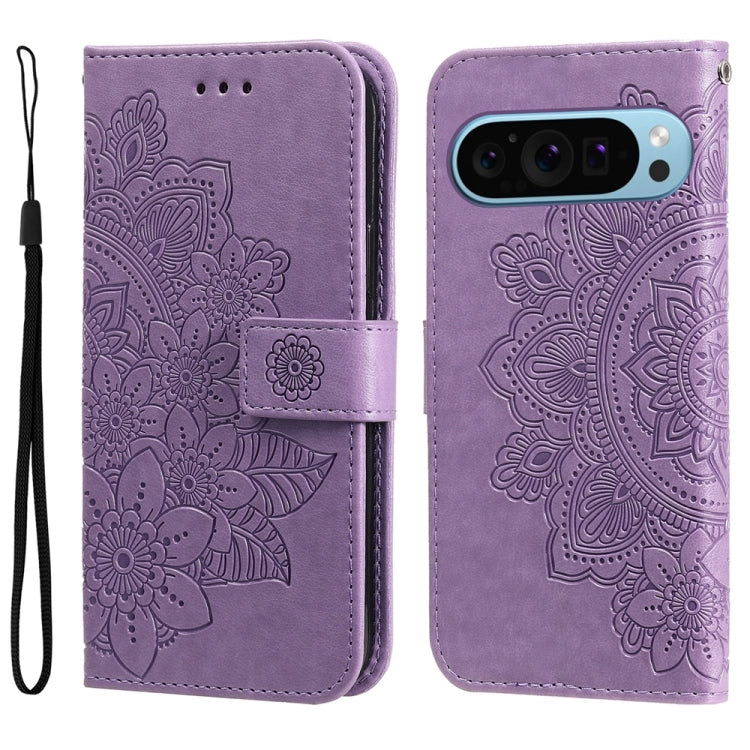 Custodia per telefono in pelle goffrata con fiori a 7 petali, For Google Pixel 9 Pro, For Google Pixel 9, For Google Pixel 8a, For Google Pixel 8 Pro