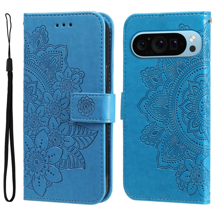 Custodia per telefono in pelle goffrata con fiori a 7 petali, For Google Pixel 9 Pro, For Google Pixel 9, For Google Pixel 8a, For Google Pixel 8 Pro