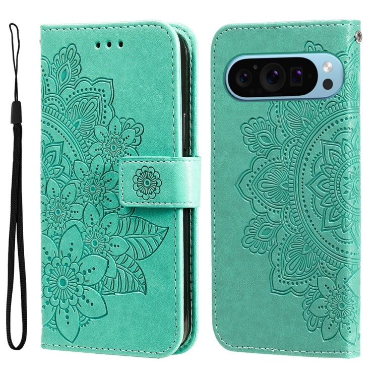 Custodia per telefono in pelle goffrata con fiori a 7 petali, For Google Pixel 9 Pro, For Google Pixel 9, For Google Pixel 8a, For Google Pixel 8 Pro