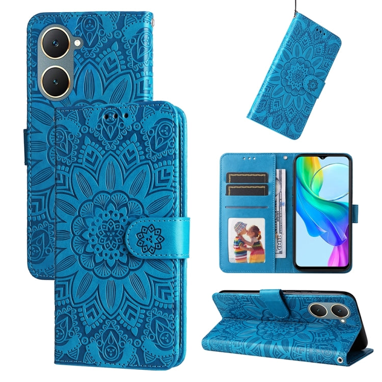 Custodia per telefono in pelle di girasole goffrata, For vivo Y300 Pro, For vivo Y38 5G / T3x 5G Global, For vivo Y100 IDN / Y200e 5G Global, For vivo Y03 4G