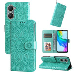 Custodia per telefono in pelle di girasole goffrata, For vivo Y300 Pro, For vivo Y38 5G / T3x 5G Global, For vivo Y100 IDN / Y200e 5G Global, For vivo Y03 4G