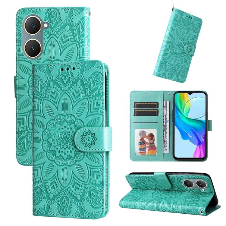 Custodia per telefono in pelle di girasole goffrata, For vivo Y300 Pro, For vivo Y38 5G / T3x 5G Global, For vivo Y100 IDN / Y200e 5G Global, For vivo Y03 4G