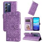 Custodia per telefono in pelle di girasole goffrata, For vivo Y300 Pro, For vivo Y38 5G / T3x 5G Global, For vivo Y100 IDN / Y200e 5G Global, For vivo Y03 4G