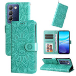 Custodia per telefono in pelle di girasole goffrata, For vivo Y300 Pro, For vivo Y38 5G / T3x 5G Global, For vivo Y100 IDN / Y200e 5G Global, For vivo Y03 4G