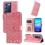 Custodia per telefono in pelle di girasole goffrata, For vivo Y300 Pro, For vivo Y38 5G / T3x 5G Global, For vivo Y100 IDN / Y200e 5G Global, For vivo Y03 4G