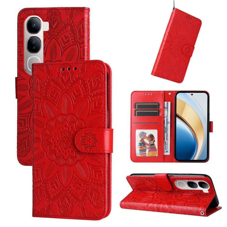 Custodia per telefono in pelle di girasole goffrata, For vivo X200, For vivo X200 Pro mini, For vivo X200 Pro, For vivo V40 Lite 4G / 5G IDN