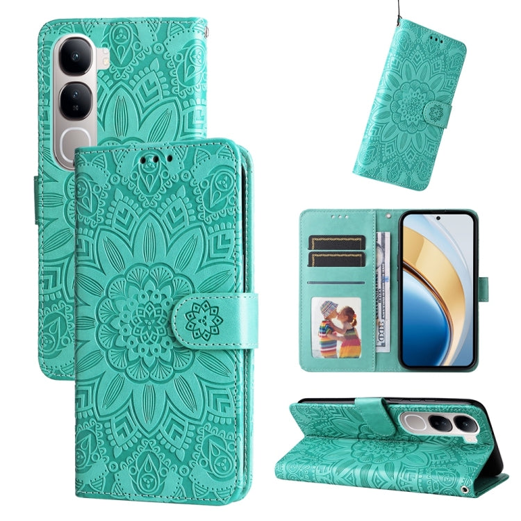 Custodia per telefono in pelle di girasole goffrata, For vivo X200, For vivo X200 Pro mini, For vivo X200 Pro, For vivo V40 Lite 4G / 5G IDN