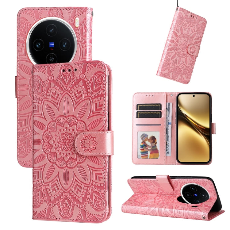 Custodia per telefono in pelle di girasole goffrata, For vivo X200, For vivo X200 Pro mini, For vivo X200 Pro, For vivo V40 Lite 4G / 5G IDN