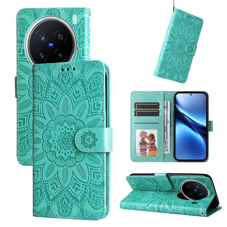 Custodia per telefono in pelle di girasole goffrata, For vivo X200, For vivo X200 Pro mini, For vivo X200 Pro, For vivo V40 Lite 4G / 5G IDN