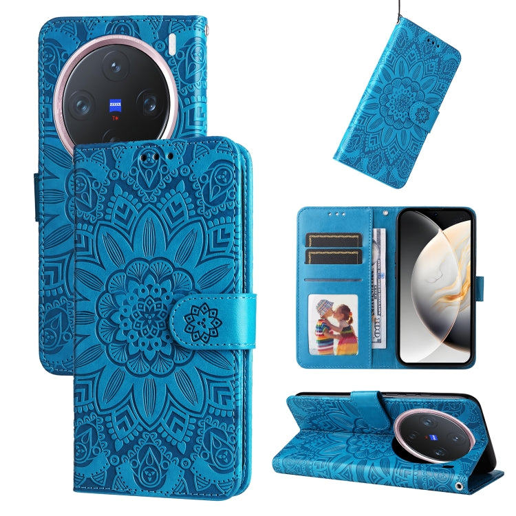 Custodia per telefono in pelle di girasole goffrata, For vivo X200, For vivo X200 Pro mini, For vivo X200 Pro, For vivo V40 Lite 4G / 5G IDN