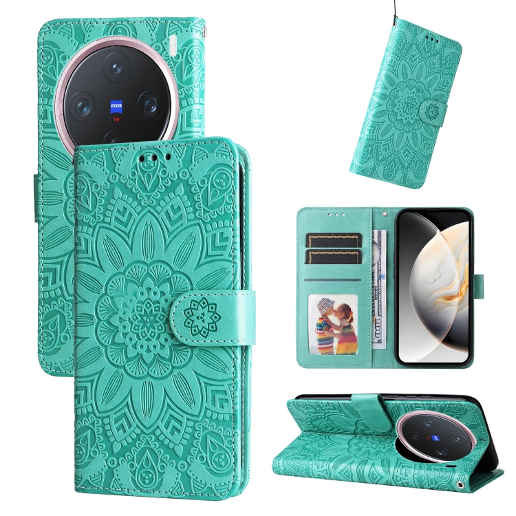 Custodia per telefono in pelle di girasole goffrata, For vivo X200, For vivo X200 Pro mini, For vivo X200 Pro, For vivo V40 Lite 4G / 5G IDN