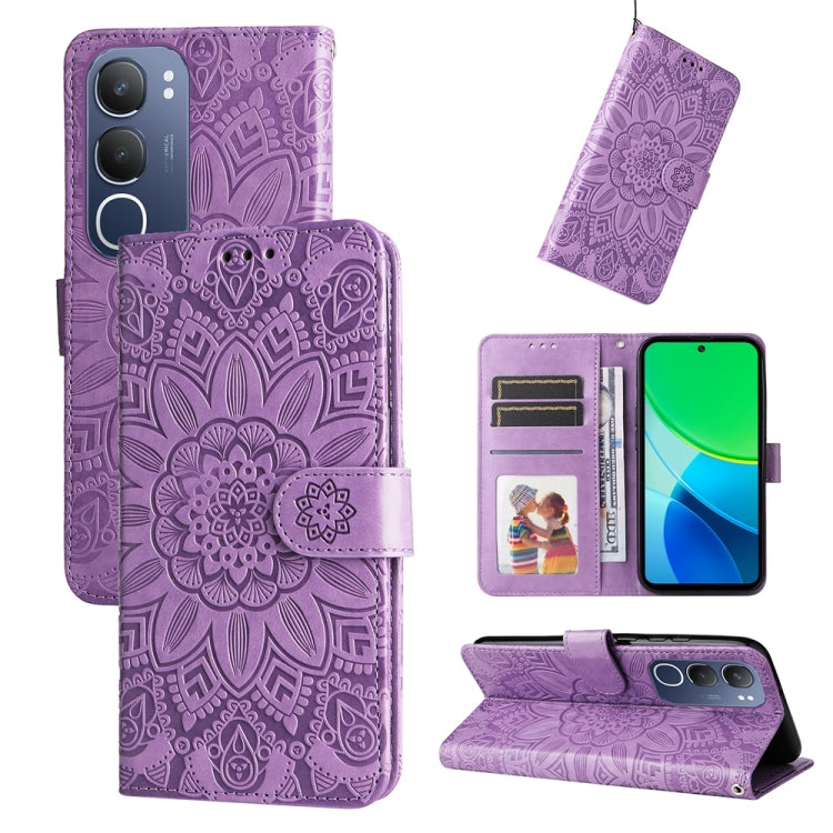 Custodia per telefono in pelle di girasole goffrata, For vivo V50, For vivo S20, For vivo S20 Pro, For vivo Y19s