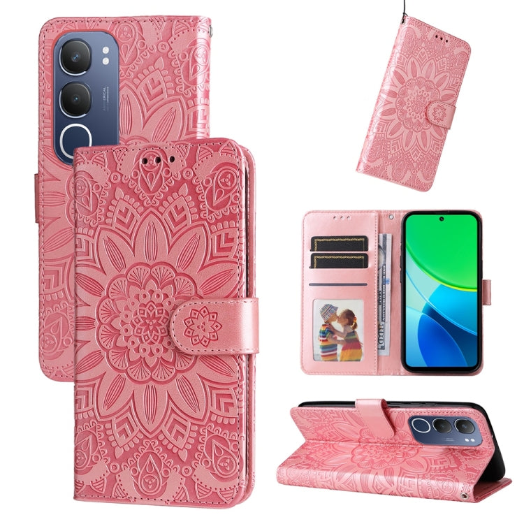 Custodia per telefono in pelle di girasole goffrata, For vivo V50, For vivo S20, For vivo S20 Pro, For vivo Y19s