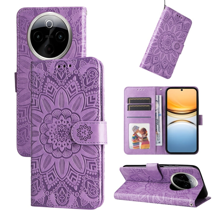 Custodia per telefono in pelle di girasole goffrata, For vivo Y300 Pro, For vivo Y38 5G / T3x 5G Global, For vivo Y100 IDN / Y200e 5G Global, For vivo Y03 4G