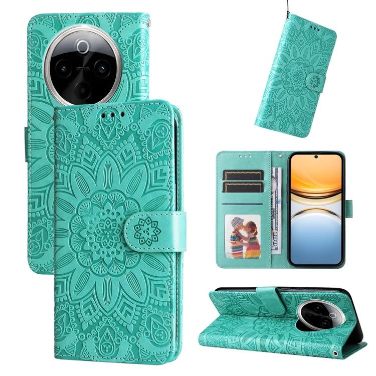 Custodia per telefono in pelle di girasole goffrata, For vivo Y300 Pro, For vivo Y38 5G / T3x 5G Global, For vivo Y100 IDN / Y200e 5G Global, For vivo Y03 4G