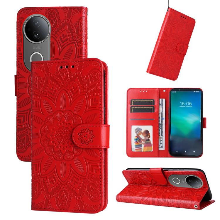 Custodia per telefono in pelle di girasole goffrata, For vivo V50, For vivo S20, For vivo S20 Pro, For vivo Y19s