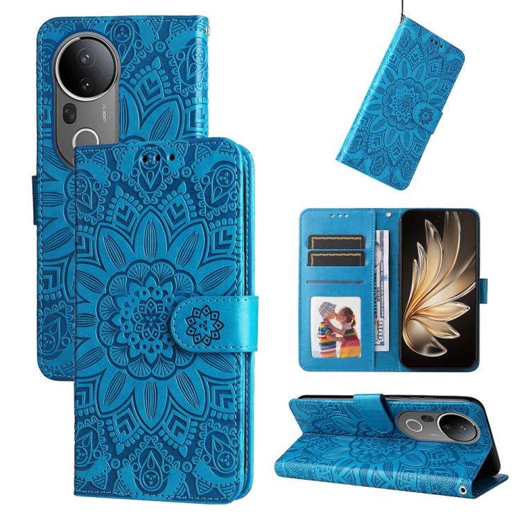 Custodia per telefono in pelle di girasole goffrata, For vivo V50, For vivo S20, For vivo S20 Pro, For vivo Y19s
