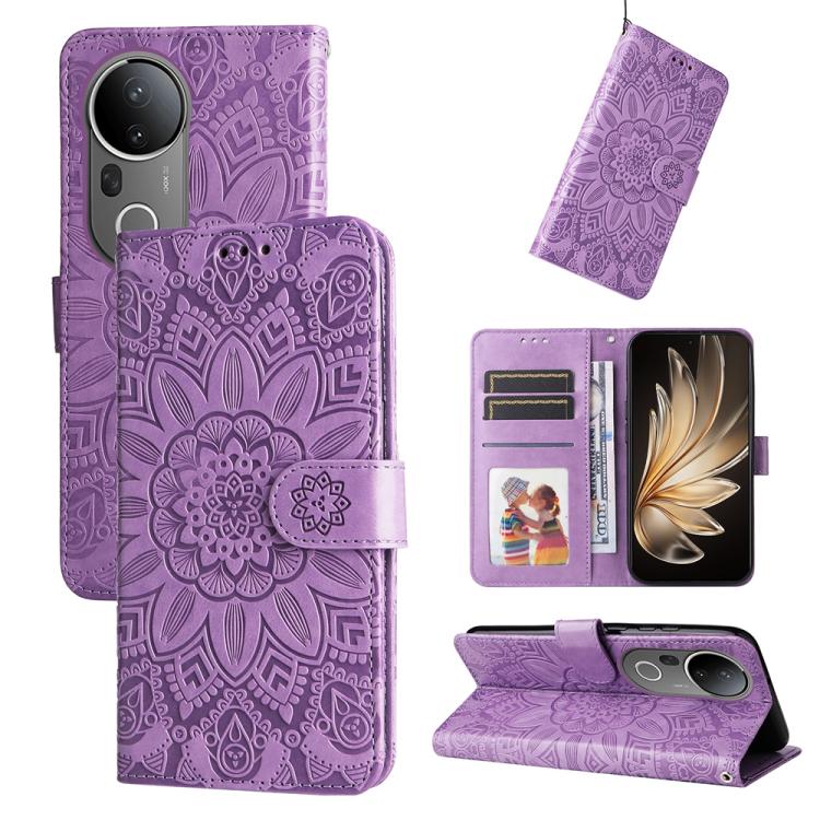 Custodia per telefono in pelle di girasole goffrata, For vivo V50, For vivo S20, For vivo S20 Pro, For vivo Y19s