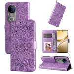 Custodia per telefono in pelle di girasole goffrata, For vivo V50, For vivo S20, For vivo S20 Pro, For vivo Y19s