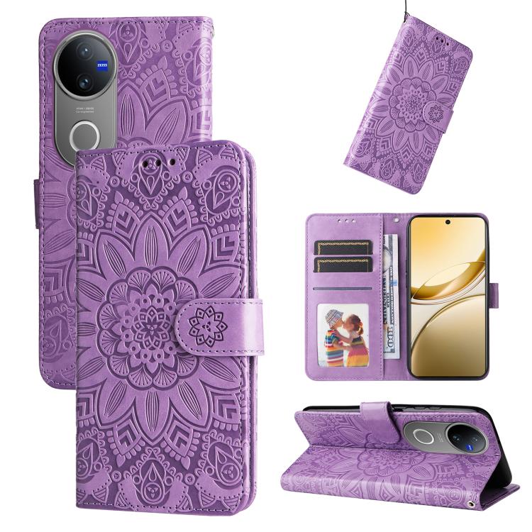 Custodia per telefono in pelle di girasole goffrata, For vivo V50, For vivo S20, For vivo S20 Pro, For vivo Y19s