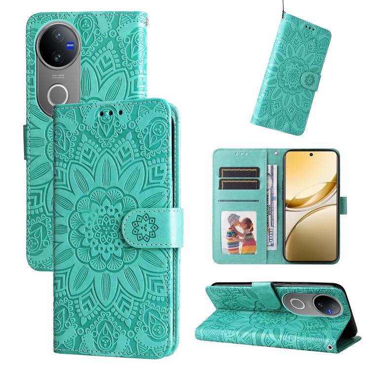 Custodia per telefono in pelle di girasole goffrata, For vivo V50, For vivo S20, For vivo S20 Pro, For vivo Y19s