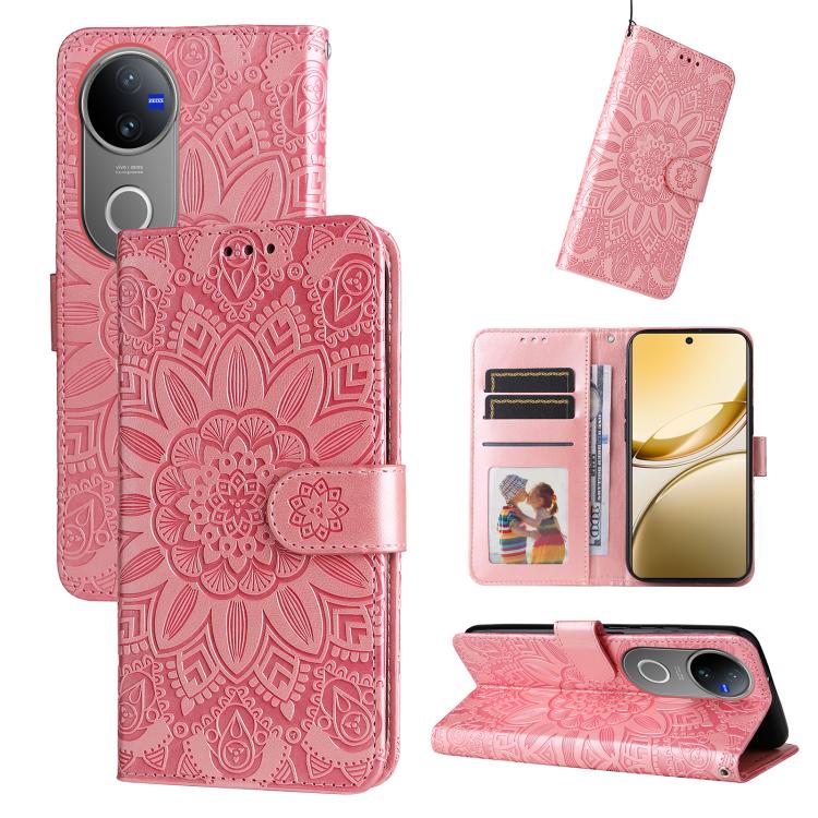 Custodia per telefono in pelle di girasole goffrata, For vivo V50, For vivo S20, For vivo S20 Pro, For vivo Y19s