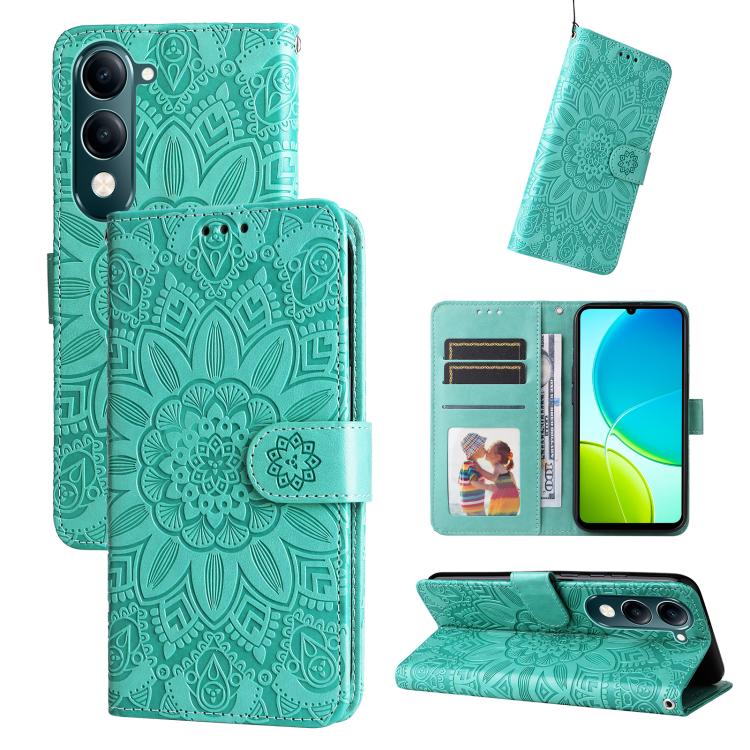 Custodia per telefono in pelle di girasole goffrata, For vivo V50 Lite 4G / 5G, For vivo Y39 5G / Y300i, For vivo Y29s 5G / Y04 4G, For vivo Y29 4G