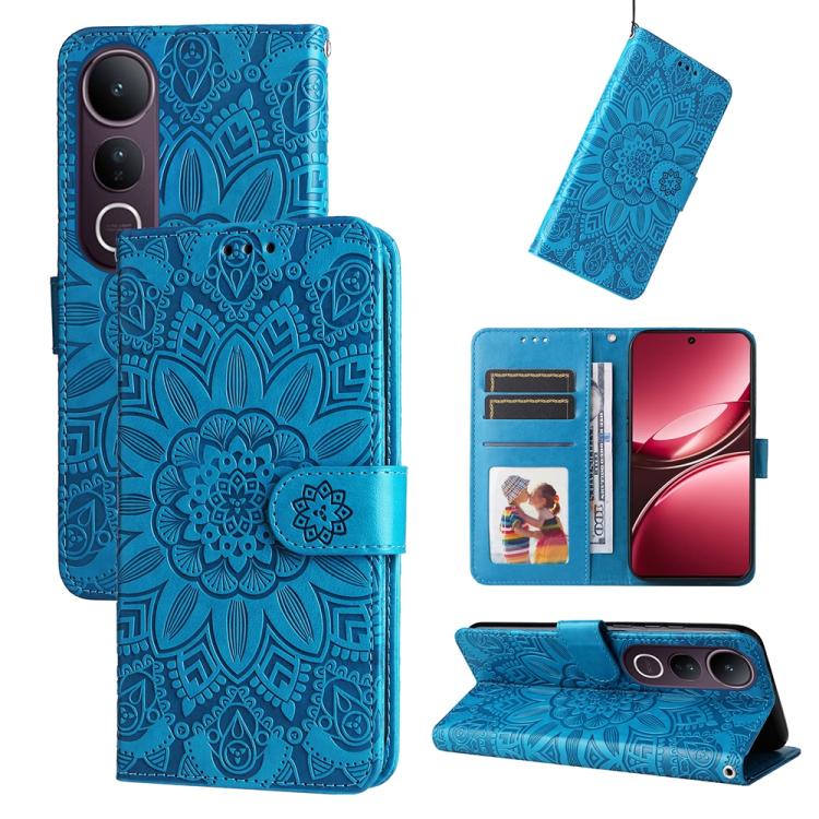 Custodia per telefono in pelle di girasole goffrata, For vivo V50 Lite 4G / 5G, For vivo Y39 5G / Y300i, For vivo Y29s 5G / Y04 4G, For vivo Y29 4G