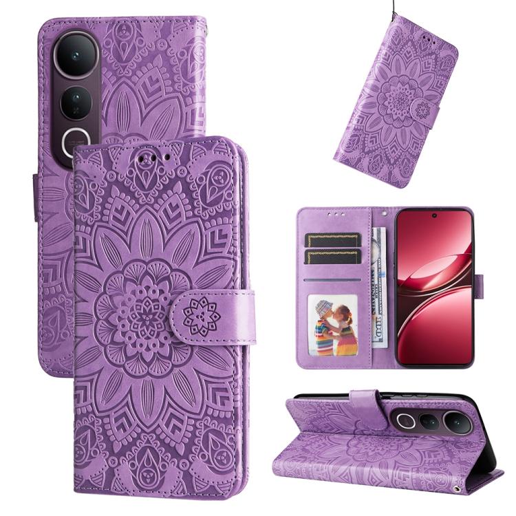 Custodia per telefono in pelle di girasole goffrata, For vivo V50 Lite 4G / 5G, For vivo Y39 5G / Y300i, For vivo Y29s 5G / Y04 4G, For vivo Y29 4G
