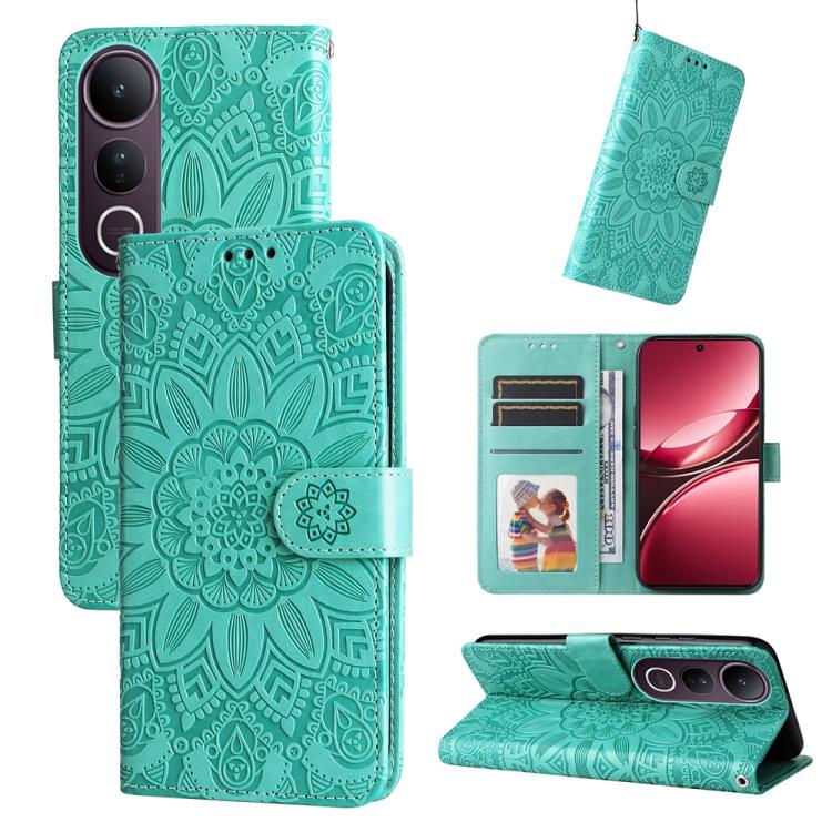 Custodia per telefono in pelle di girasole goffrata, For vivo V50 Lite 4G / 5G, For vivo Y39 5G / Y300i, For vivo Y29s 5G / Y04 4G, For vivo Y29 4G