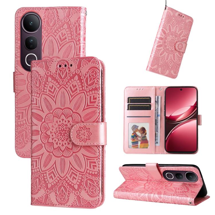Custodia per telefono in pelle di girasole goffrata, For vivo V50 Lite 4G / 5G, For vivo Y39 5G / Y300i, For vivo Y29s 5G / Y04 4G, For vivo Y29 4G