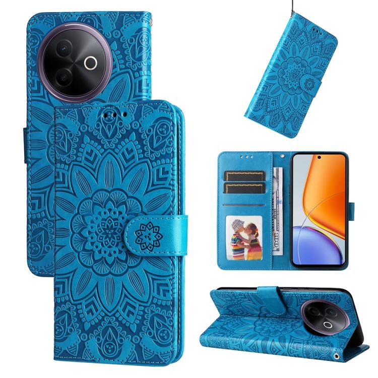 Custodia per telefono in pelle di girasole goffrata, For vivo V50 Lite 4G / 5G, For vivo Y39 5G / Y300i, For vivo Y29s 5G / Y04 4G, For vivo Y29 4G