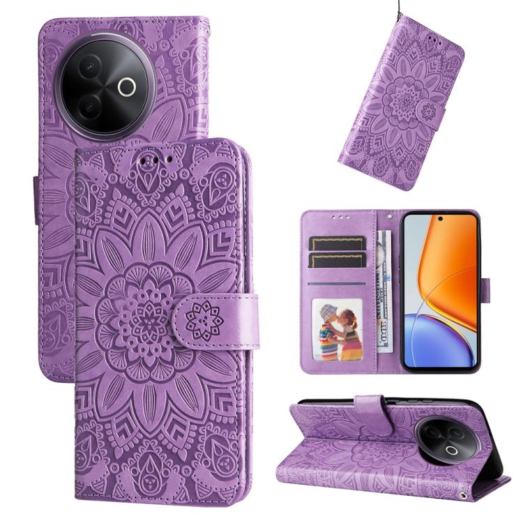Custodia per telefono in pelle di girasole goffrata, For vivo V50 Lite 4G / 5G, For vivo Y39 5G / Y300i, For vivo Y29s 5G / Y04 4G, For vivo Y29 4G