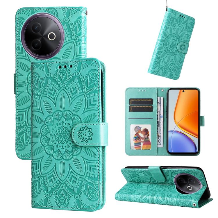 Custodia per telefono in pelle di girasole goffrata, For vivo V50 Lite 4G / 5G, For vivo Y39 5G / Y300i, For vivo Y29s 5G / Y04 4G, For vivo Y29 4G