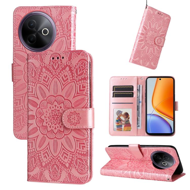 Custodia per telefono in pelle di girasole goffrata, For vivo V50 Lite 4G / 5G, For vivo Y39 5G / Y300i, For vivo Y29s 5G / Y04 4G, For vivo Y29 4G