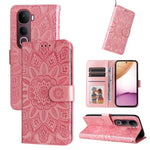 Custodia per telefono in pelle di girasole goffrata, For vivo Y31 5G 2025, For vivo Y400 5G, For vivo V60 5G Global, For vivo Y400 Pro 5G / V40e / iQOO Z9s