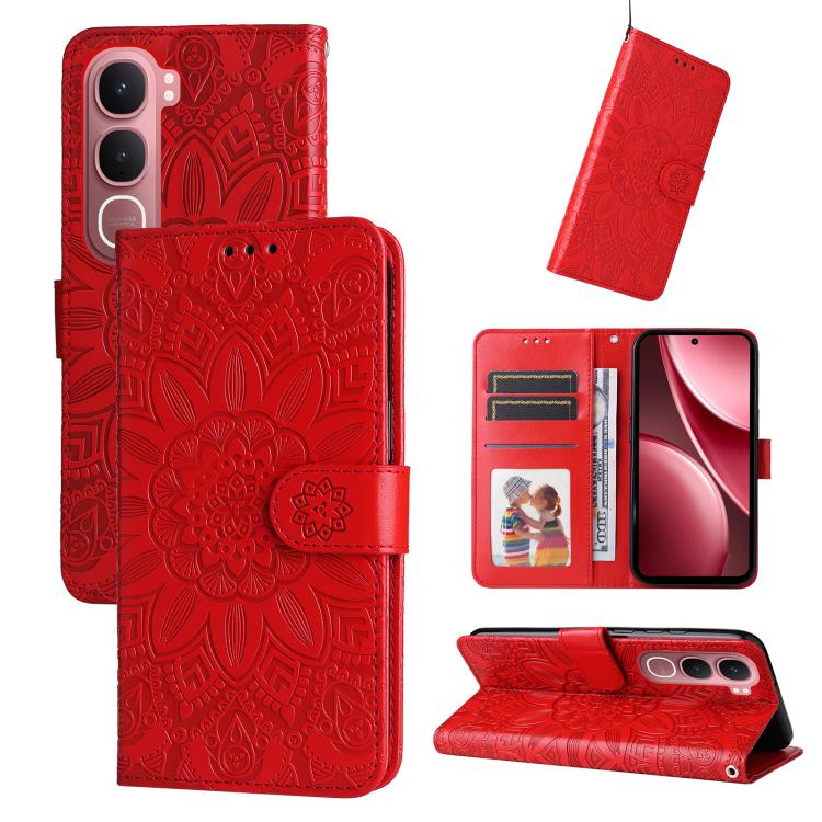 Custodia per telefono in pelle di girasole goffrata, For vivo Y31 5G 2025, For vivo Y400 5G, For vivo V60 5G Global, For vivo Y400 Pro 5G / V40e / iQOO Z9s
