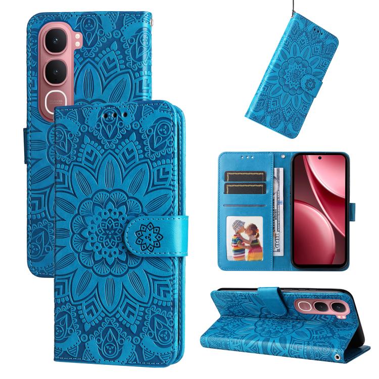 Custodia per telefono in pelle di girasole goffrata, For vivo Y31 5G 2025, For vivo Y400 5G, For vivo V60 5G Global, For vivo Y400 Pro 5G / V40e / iQOO Z9s