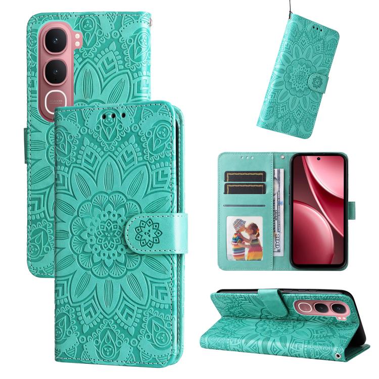 Custodia per telefono in pelle di girasole goffrata, For vivo Y31 5G 2025, For vivo Y400 5G, For vivo V60 5G Global, For vivo Y400 Pro 5G / V40e / iQOO Z9s