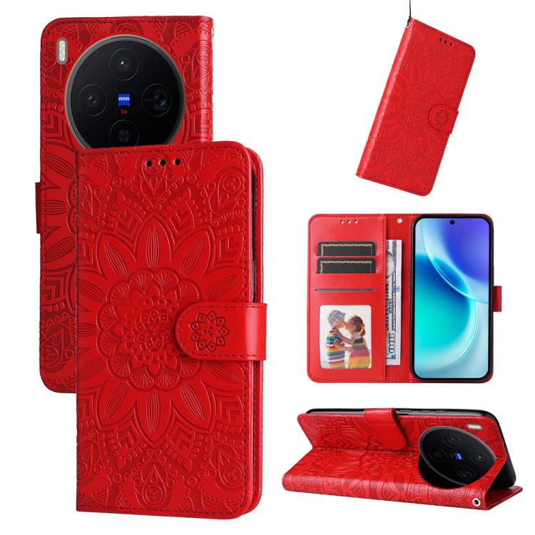 Custodia per telefono in pelle di girasole goffrata, For vivo Y500 Pro 5G, For vivo X300 Pro, For vivo X300, For vivo V60 Lite 4G / 5G