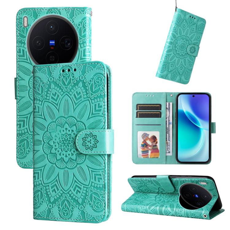 Custodia per telefono in pelle di girasole goffrata, For vivo Y500 Pro 5G, For vivo X300 Pro, For vivo X300, For vivo V60 Lite 4G / 5G