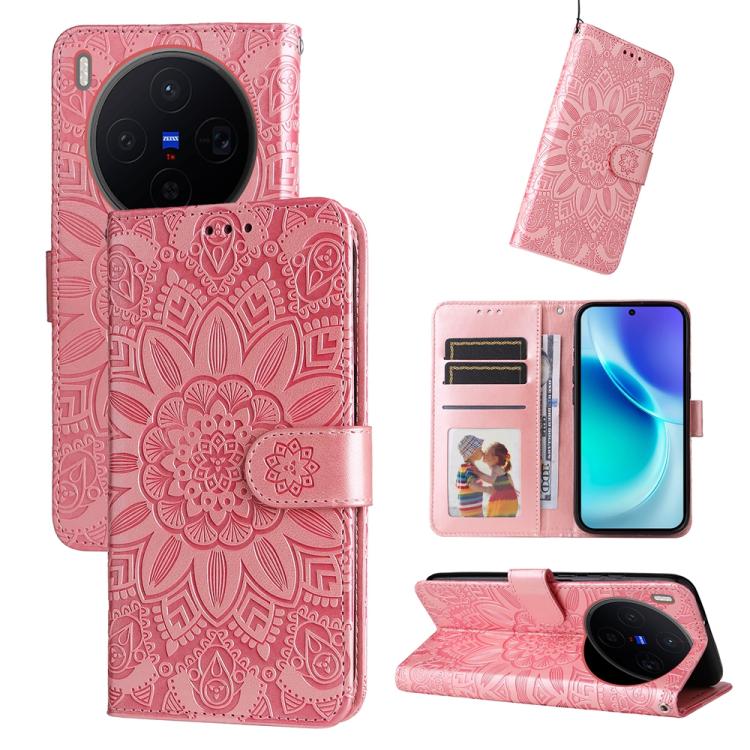 Custodia per telefono in pelle di girasole goffrata, For vivo Y500 Pro 5G, For vivo X300 Pro, For vivo X300, For vivo V60 Lite 4G / 5G